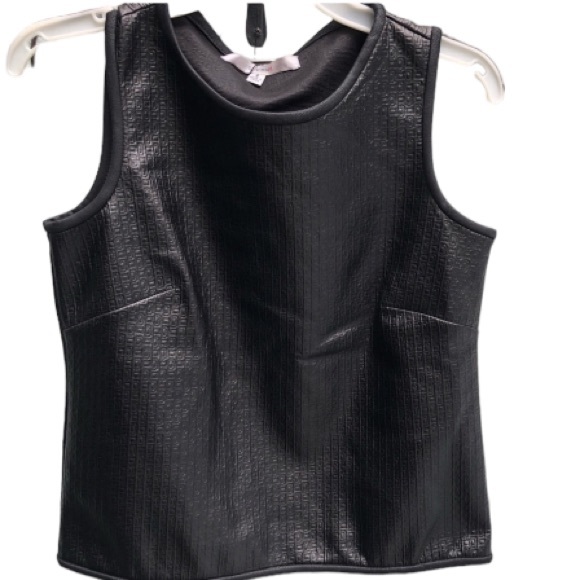 Studio M size medium Black vegan leather sleeveless top dress up or down NWT - Picture 1 of 12